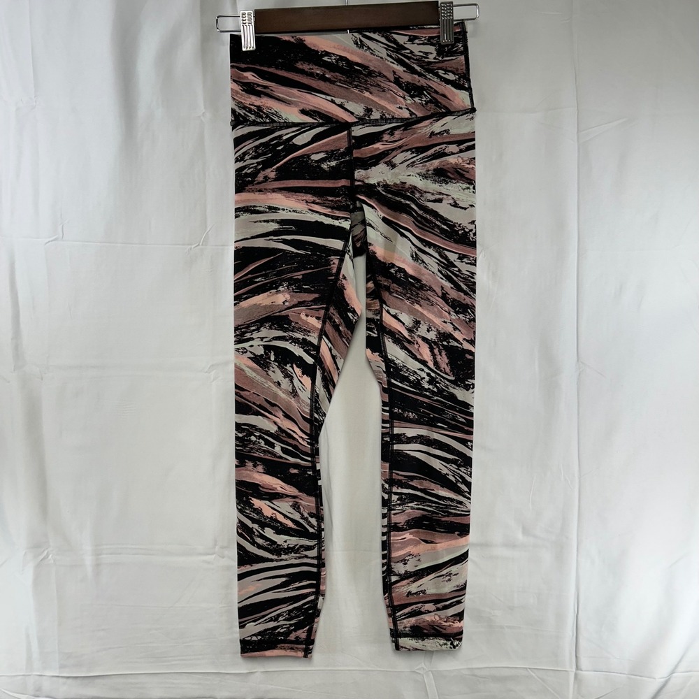 Lululemon Leggings Womens 4 Pink Black Abstract Wunder Under High Rise 25"